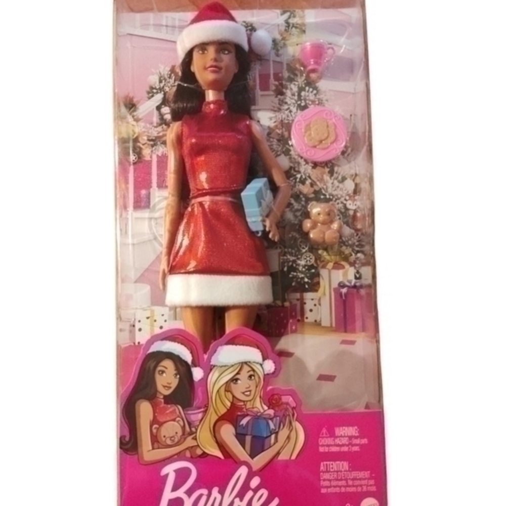 Barbie Santa Doll Brunette Brown Hair
